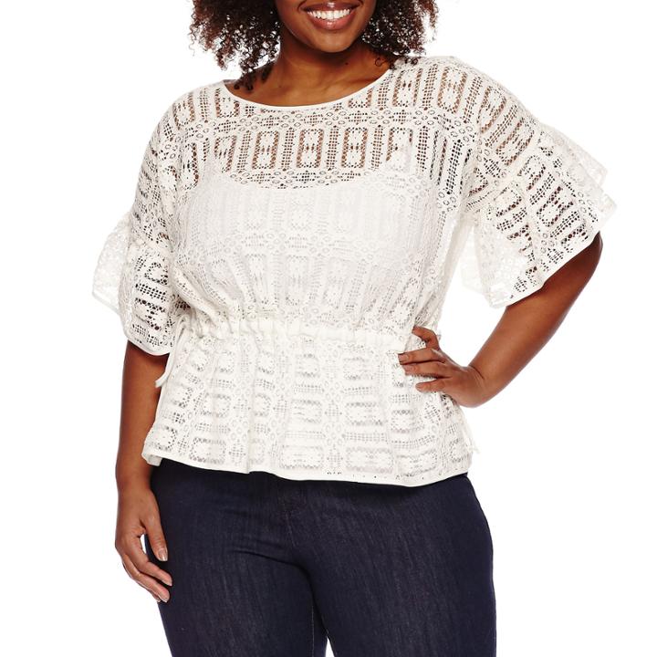 A.n.a 3/4 Sleeve Lace Blouse-plus