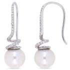 1/4 Ct. T.w. White Pearl 10k White Gold Drop Earrings