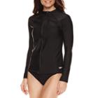 Speedo Solid Rash Guard Swimsuit Top