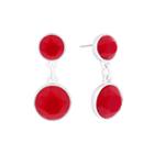 Liz Claiborne Red Stone Silver-tone Double Drop Earrings