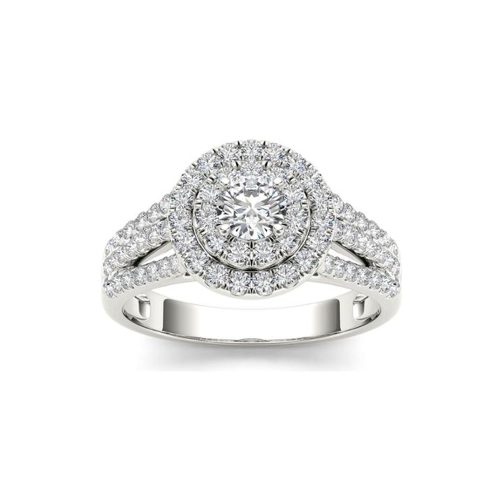 1 Ct. T.w. Diamond Halo 10k White Gold Engagement Ring