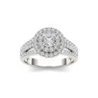 1 Ct. T.w. Diamond Halo 10k White Gold Engagement Ring