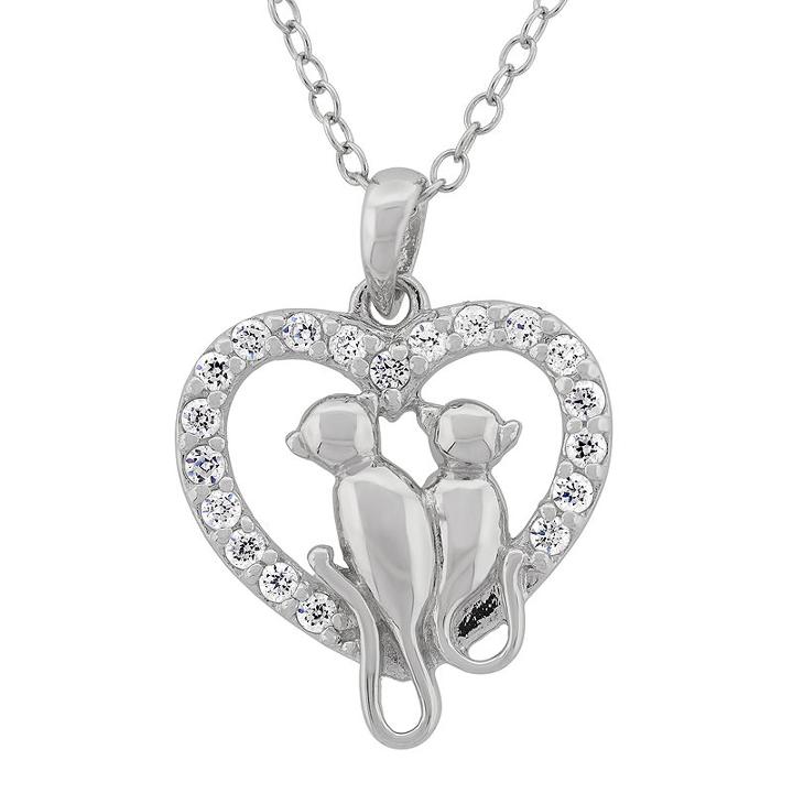 Diamonart Womens 1/2 Ct. T.w. White Cubic Zirconia Heart Pendant Necklace