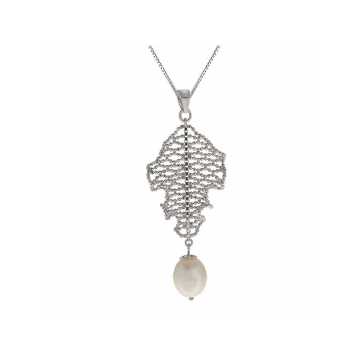 Cultured Freshwater Pearl Sterling Silver Lace Drop Pendant