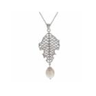 Cultured Freshwater Pearl Sterling Silver Lace Drop Pendant