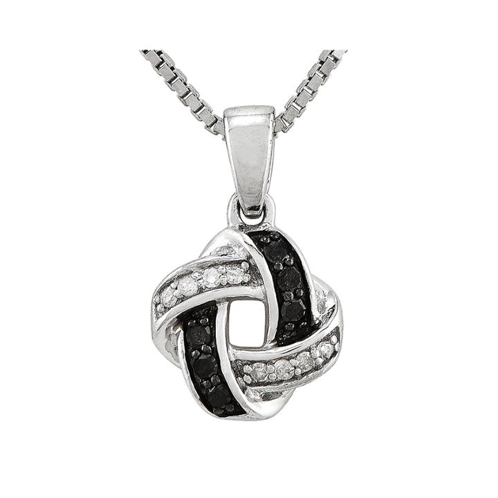 1/8 Ct. T.w. White And Color-enhanced Black Diamond Sterling Silver Celtic Knot Pendant Necklace