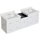 61.5-in. W Wall Mount White Vanity Set For 3h4-in. Drilling Bianca Carara Top White Um Sink