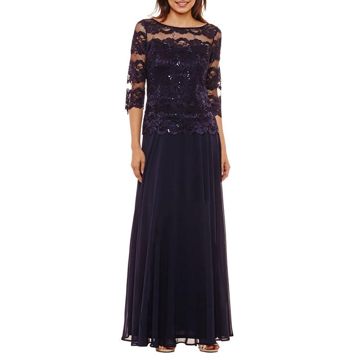 Melrose 3/4 Sleeve Evening Gown-petites