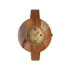 Olivia Pratt Faux Wood Bezel Light Brown Petite Leather Watch 26265wlight Brown