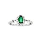 Womens Diamond Accent Green Emerald Sterling Silver Delicate Ring