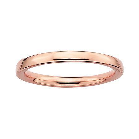 Personally Stackable 18k Rose Gold Over Sterling Silver 3.5mm Square-edge Ring
