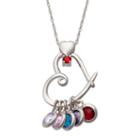Personalized Silver Cubic Zirconia Birthstone Heart Pendant Necklace