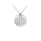 Personalized Sterling Silver 19mm Round Monogram Pendant Necklace