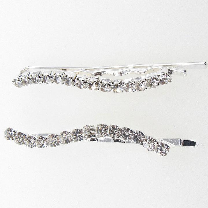 Vieste Silver-tone Crystal Set Of 2 Bobby Pins