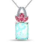Womens Simulated White Opal Pendant Necklace
