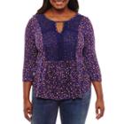 Self Esteem 3/4 Sleeve Peplum Top-juniors Plus