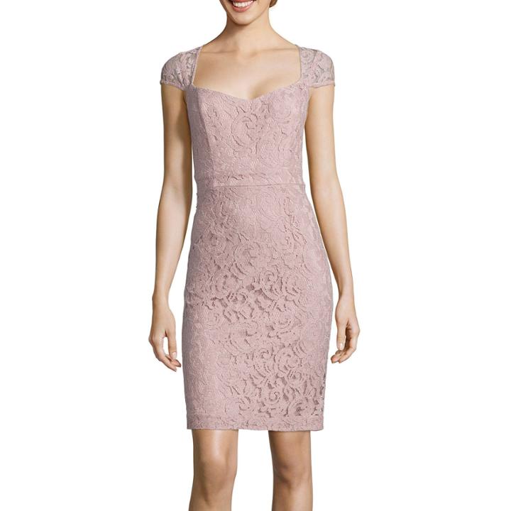 Blu Sage Cap Sleeve Sweetheart Lace Sheath Dress