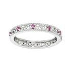 Personally Stackable Lab-created Pink Sapphire Filigree Eternity Ring