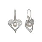Cultured Freshwater Pearl Sterling Silver Heart Earrings