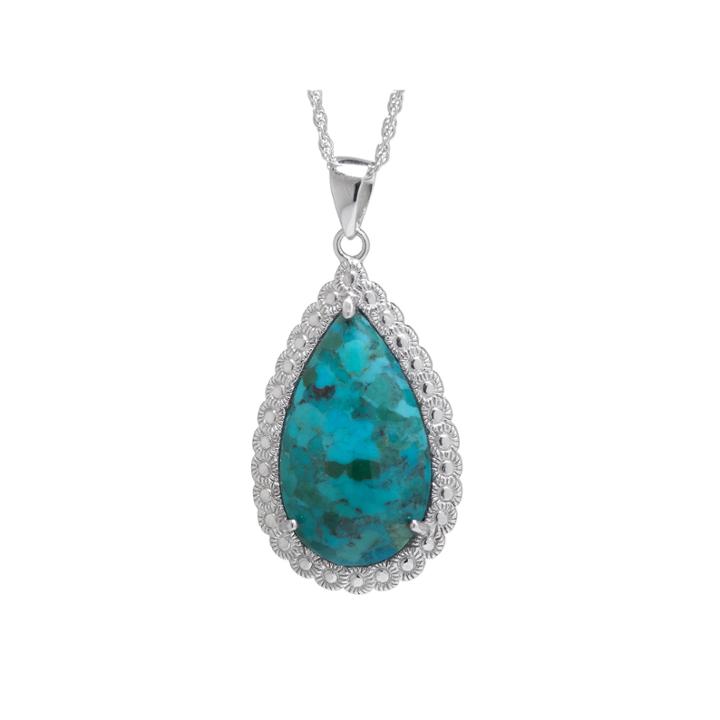 Enhanced Turquoise Sterling Silver Teardrop Pendant Necklace