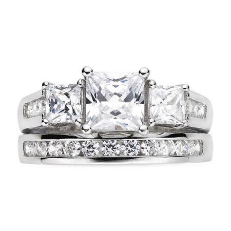 Cubic Zirconia Sterling Silver Bridal Set