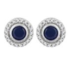 1/10 Ct. T.w. Genuine Blue Sapphire 10k White Gold 7.2mm Round Stud Earrings