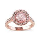 Genuine Morganite And Diamond 14k Rose Gold Over Sterling Silver Ring