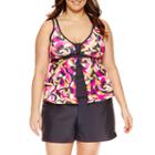 Free Country Geometric Flyaway Tankini Swimsuit Top-plus