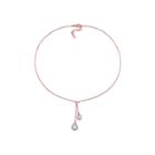 Pear-shaped Genuine Green And Pink Chalcedony Rose Gold Over Silver Dangle Necklace