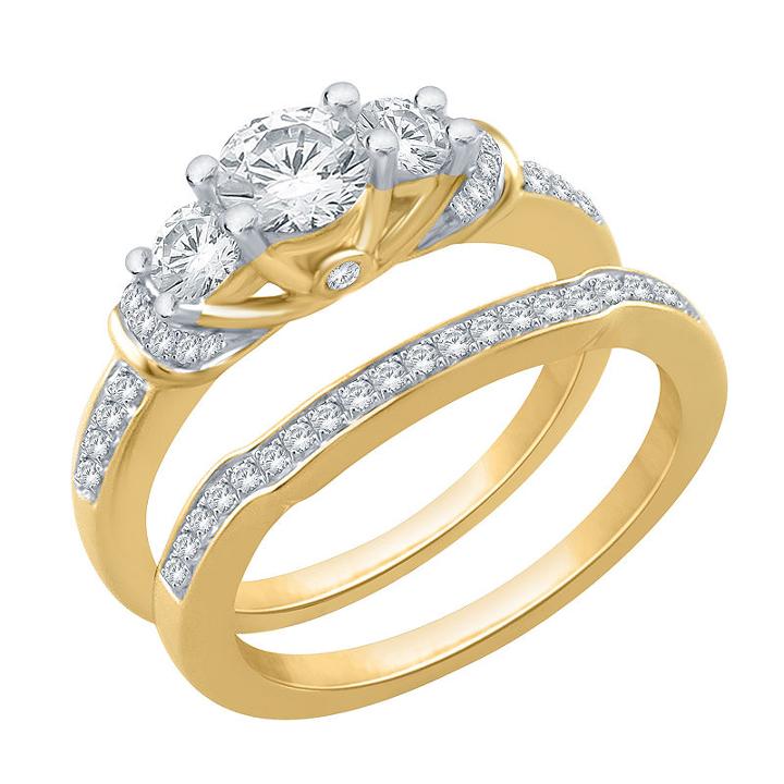 Womens 1 Ct. T.w. White Diamond 10k Gold 3-stone Ring