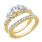 Womens 1 Ct. T.w. White Diamond 10k Gold 3-stone Ring