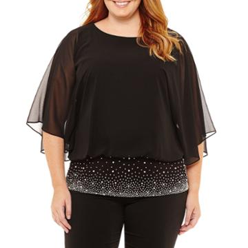 Prelude Short Sleeve Round Neck Woven Blouse-plus