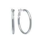 Silver Reflections&trade; Silver-plated 39mm Clutchless Hoop Earrings