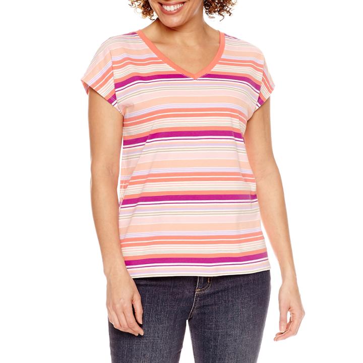 St. John's Bay Short Sleeve V Neck T-shirt-petites