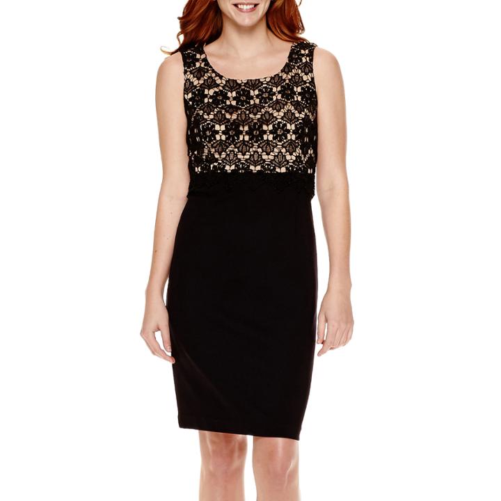 Liz Claiborne Sleeveless Lace-bodice Sheath Dress