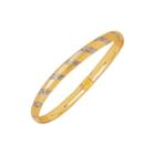 Two-tone 10k Gold Diamond-cut Bangle And Hoop Earring Jewlery Set