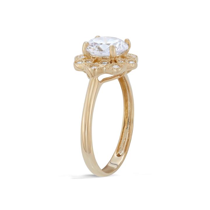 Diamonart Womens 2 1/4 Ct. T.w. Lab Created Round White Cubic Zirconia 10k Gold Engagement Ring