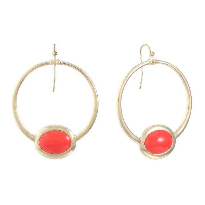 Liz Claiborne Orange 53mm Oval Hoop Earrings