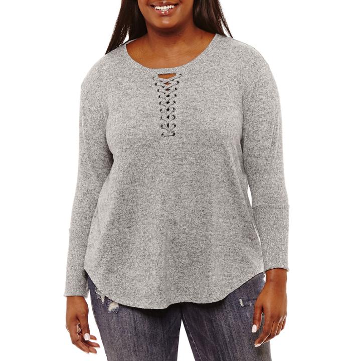 Arizona Soft Lace Up Top- Juniors Plus