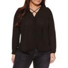 Belle + Sky Long Sleeve V Neck Blouse-plus
