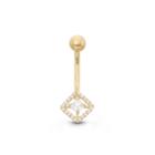 10k Yellow Gold Cubic Zirconia 9mm Square Belly Ring
