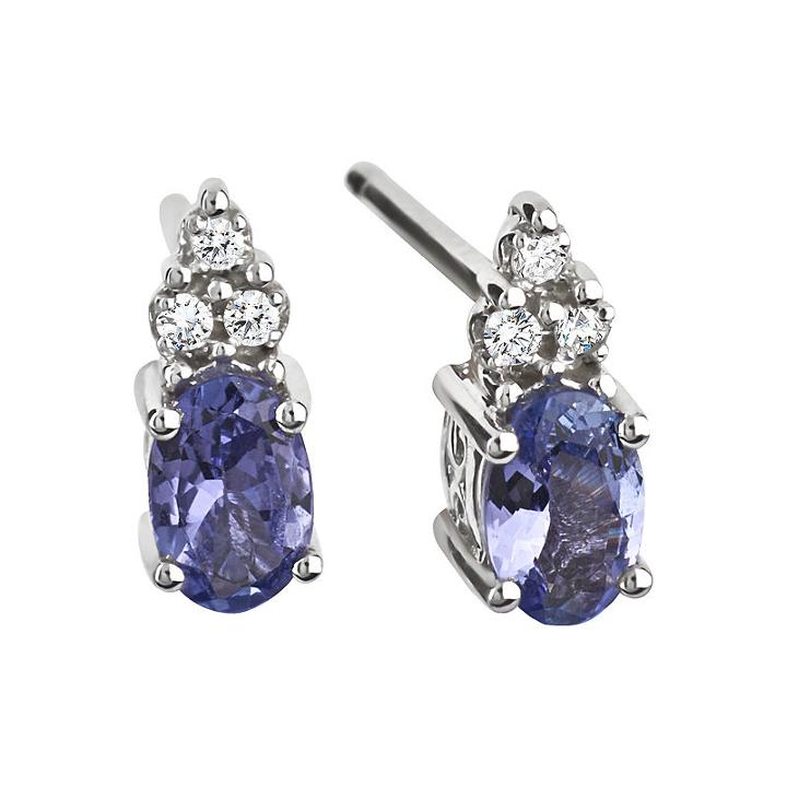 Diamond Accent Purple Tanzanite Sterling Silver 10mm Stud Earrings