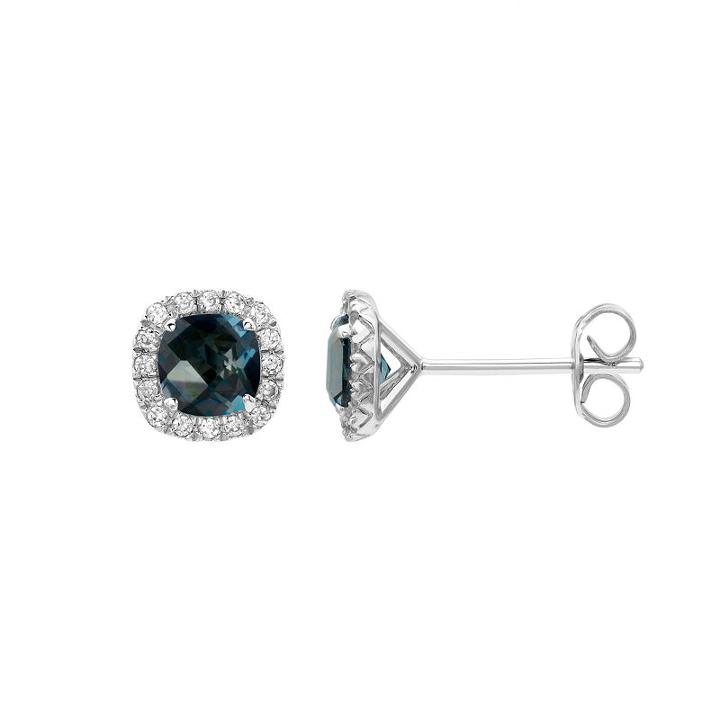 Genuine Blue Blue Topaz Sterling Silver 1/4 Inch Stud Earrings