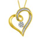 Diamond Blossom Womens 1/10 Ct. T.w. Genuine White Diamond Heart Pendant Necklace