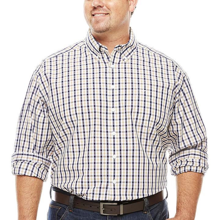Dockers Long Sleeve Plaid Button-front Shirt-big And Tall