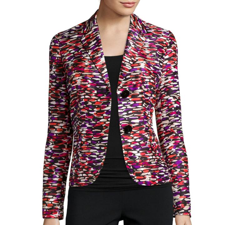 Black Label By Evan-picone Printed Shantung Jacket
