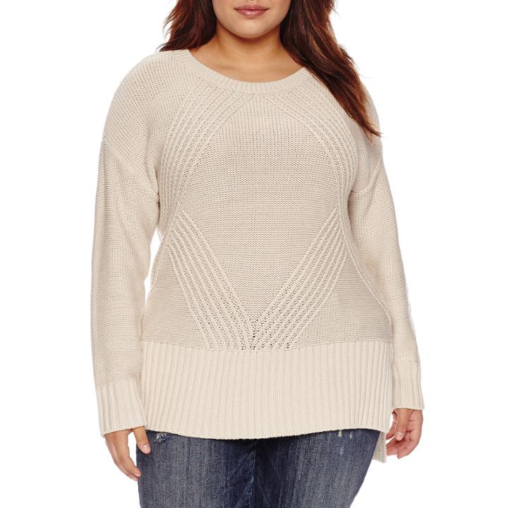 A.n.a Long Sleeve Scoop Neck Pullover Sweater-plus