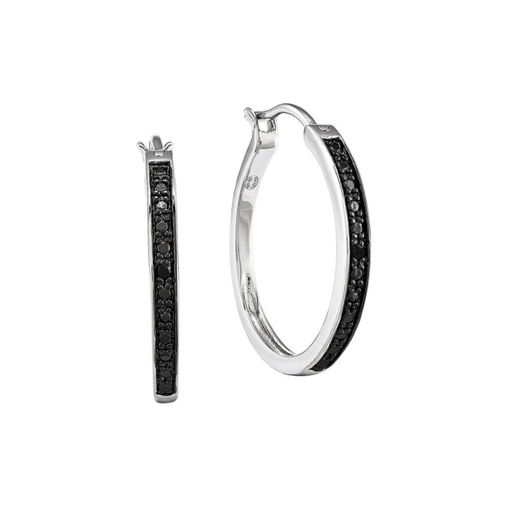 Color-enhanced Black Diamond-accent Sterling Silver Small Hoop Earrings