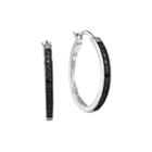 Color-enhanced Black Diamond-accent Sterling Silver Small Hoop Earrings