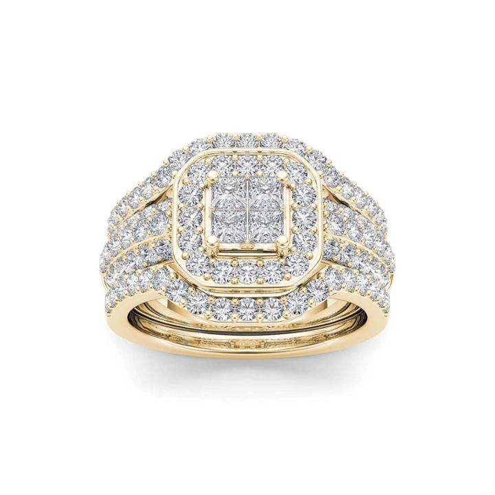1 3/4 Ct. T.w. Diamond 10k Yellow Gold Bridal Ring Set